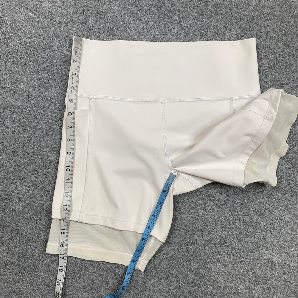 Athleta Shorts Women M Medium White Mesh Me Up High Waisted Stash Pockets PullOn - Picture 3 of 12